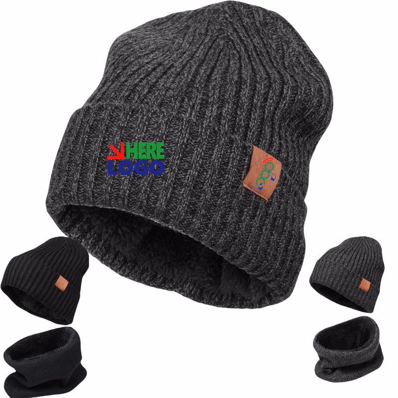 Premium Men's Knit Hat Two-Piece Set