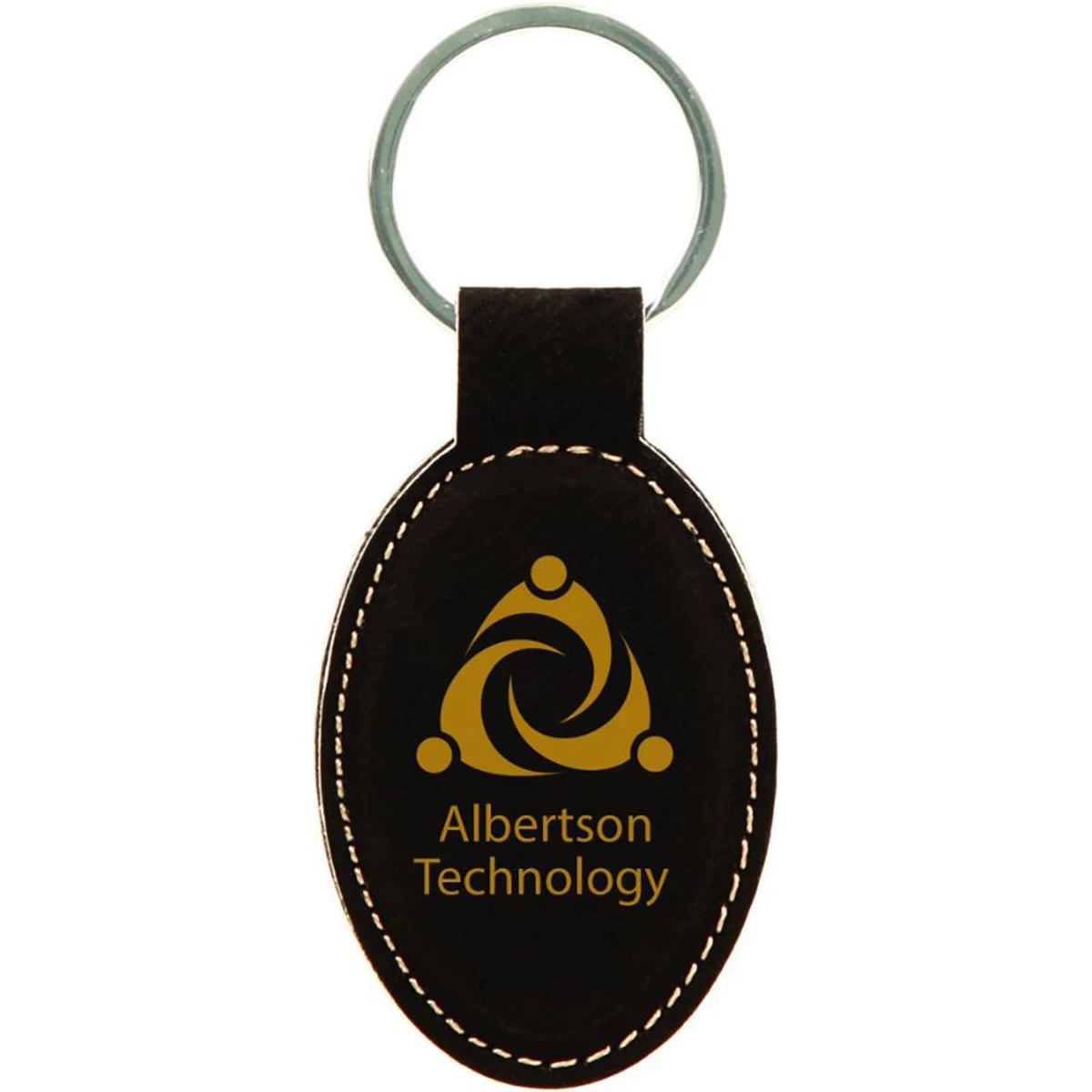Black Leatherette Oval Keychain (3 x 1.75") 1