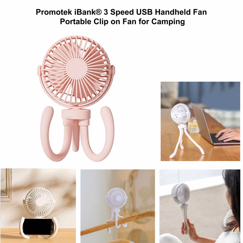iBank ® 3 Speed Rechargeable Portable Fan with Flexible Tripod