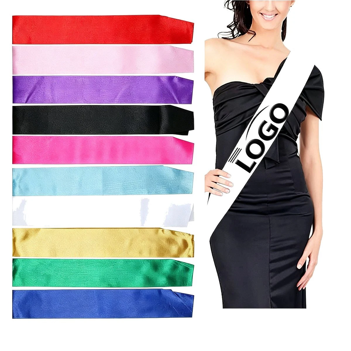 Personalized Pageant Ribbon Sash with Custom Text 1