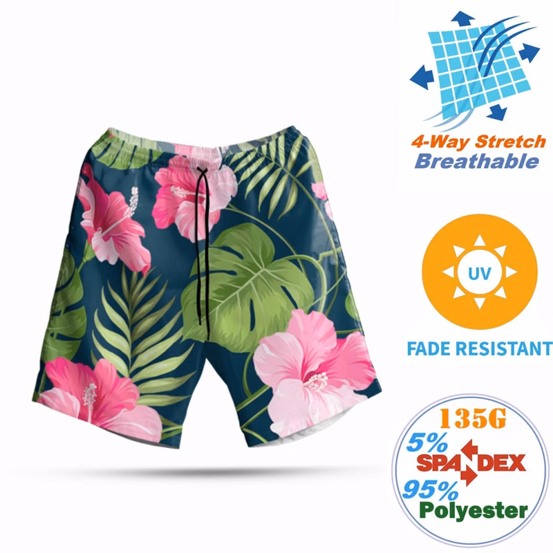 Women's 135 GSM breathable wrinkle free  Mid-Length Hawaiian Shorts