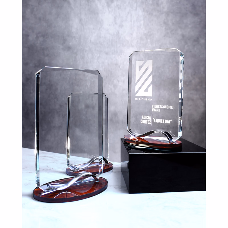 6" Tablet Award On Wood Base