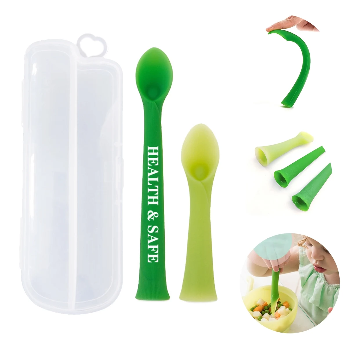 2Pcs Baby Silicone Training Spoon Set 1