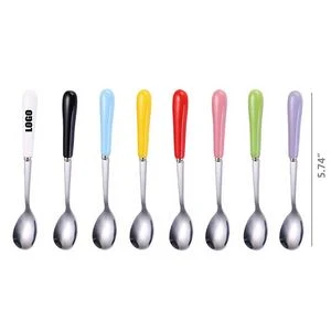 5.74 Inch Ceramic Handle Steel Spoon 1