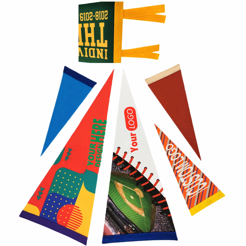 Durable Triangle Felt Pennat Flags Custom Full Color MOQ20