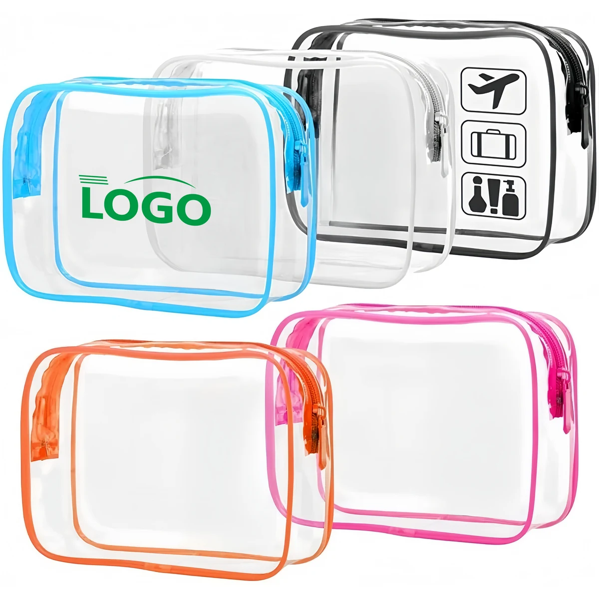 Transparent PVC Travel Cosmetic Bag with Colorful Zippers 1