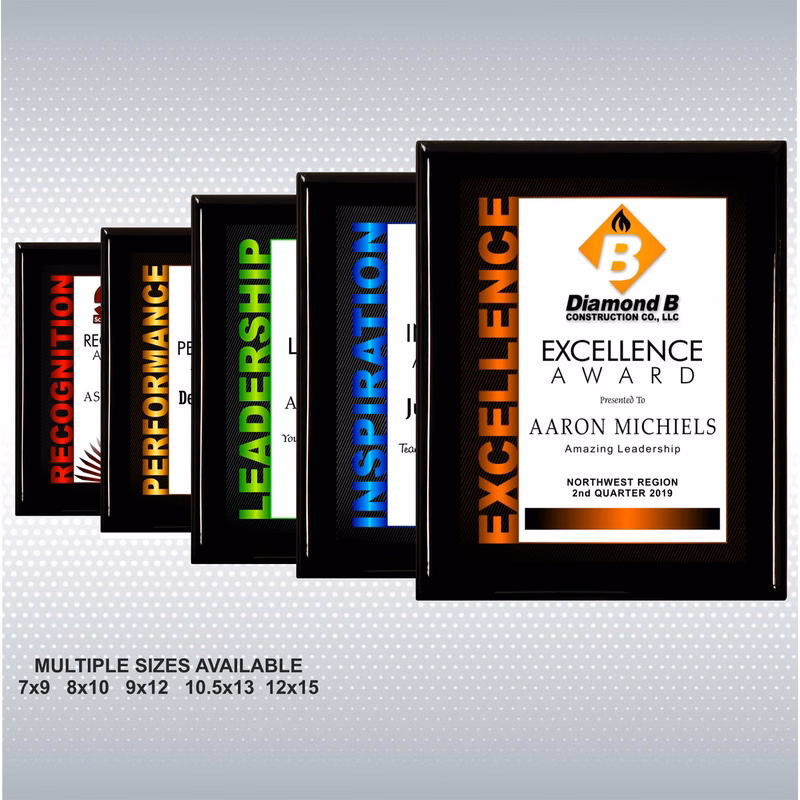 Black Piano Finish Wood Plaque w/Full Color Sublimated Plate