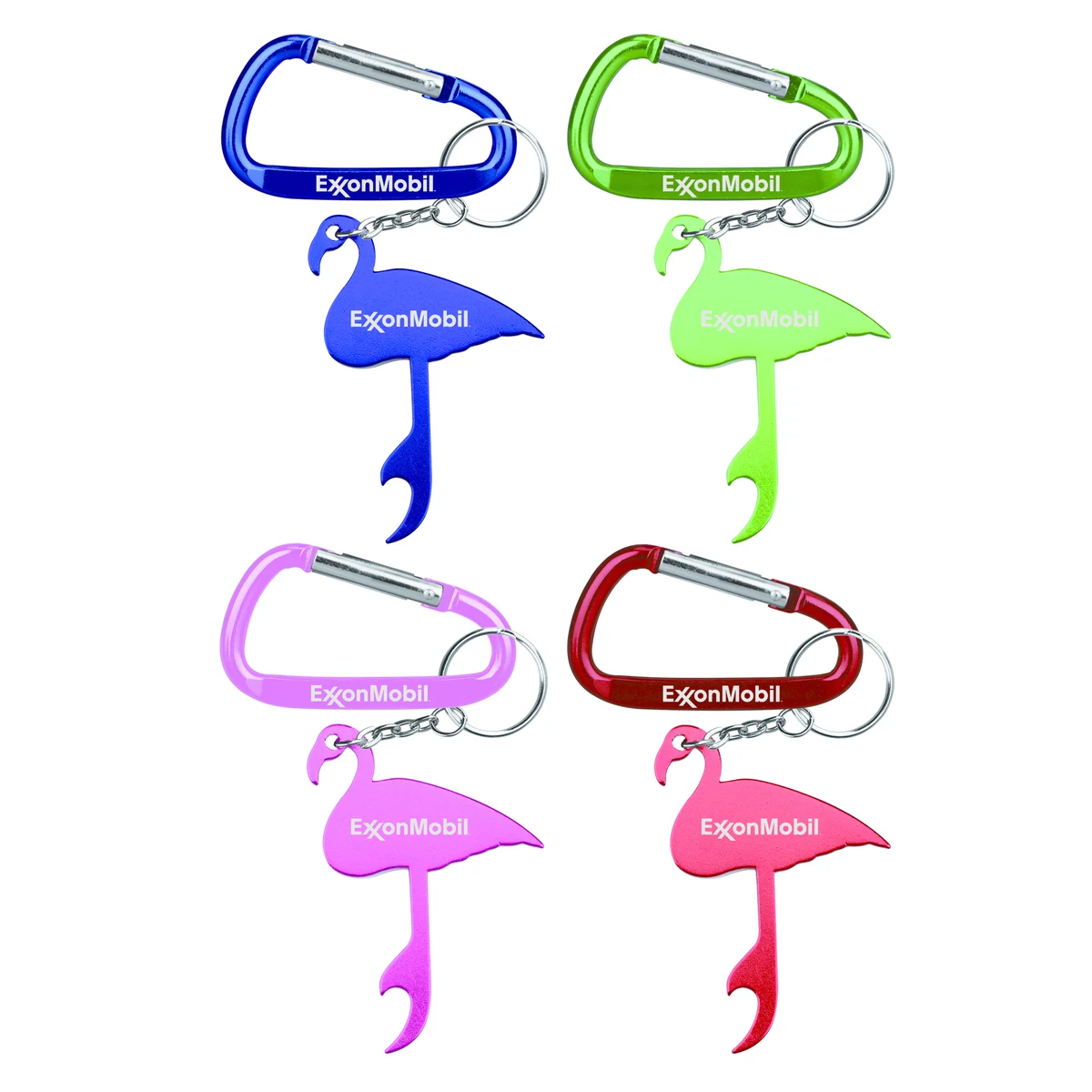 Flamingo Shaped Aluminum Bottle Opener with Key Chain & Carabiner 1