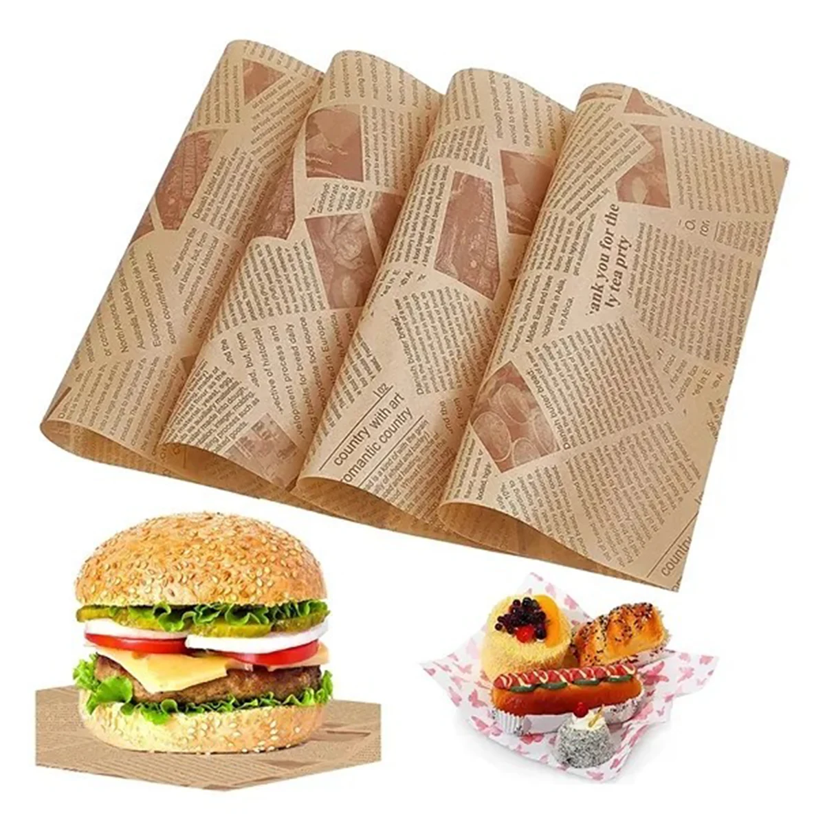 Custom Grease Resistant Hamburger Wrapping Paper Food Packaging 1