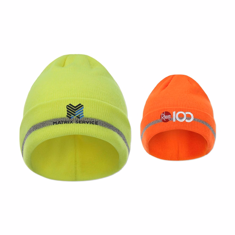 12" Folded Safety Beanie with Reflective Threads