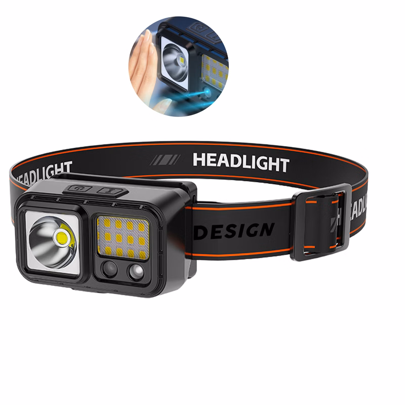 MOQ 50 Dual Light Source LED Headlamp USB Rechargeable