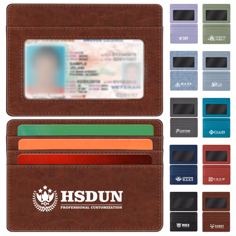 Slim 3 Slots PU Card Holder With ID Card Window (4.3'' x 3'')