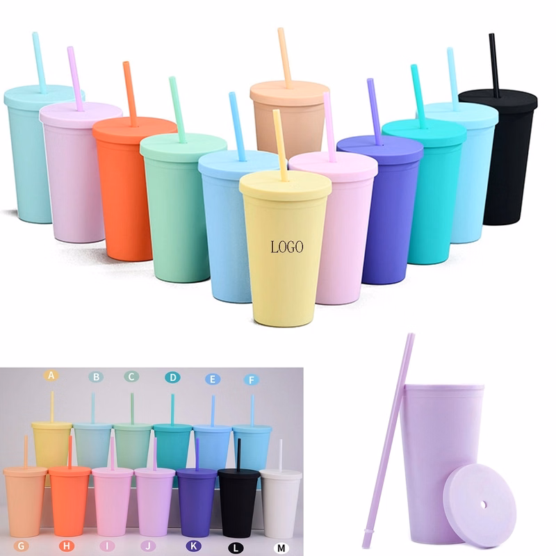 22Oz Pastel Colored Acrylic Cups With Lids And Straws