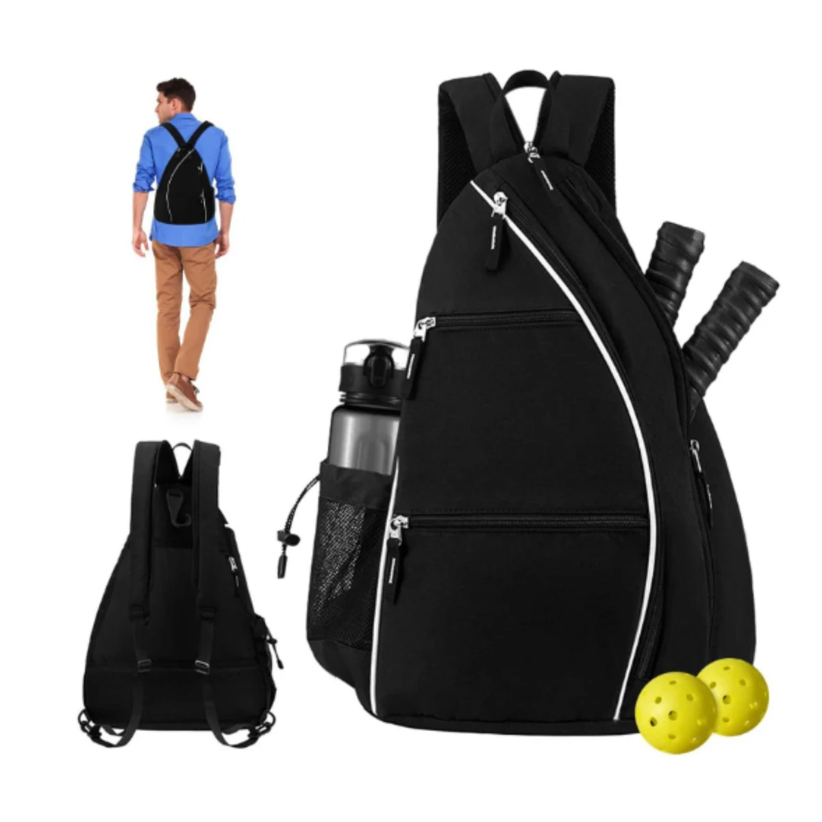 Fiberglass Pickleball Racket Paddle & Ball Set w/ Backpack 1