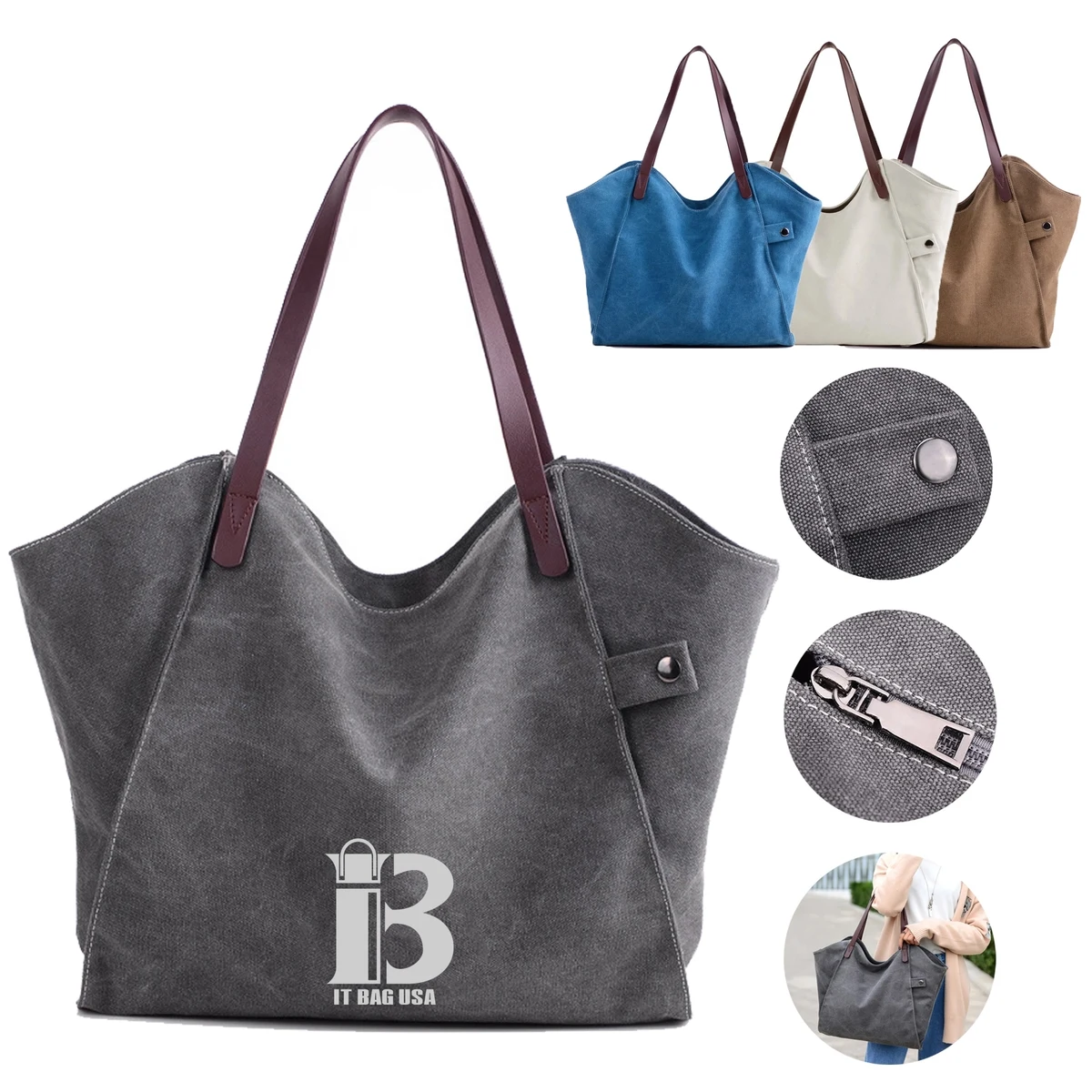 Canvas Tote Bag Handbags For Women, custom tote bag with logo imprint 1