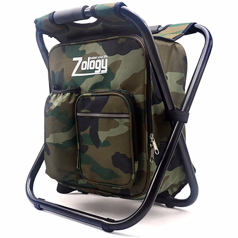 Folding Camping Chair Stool Backpack with Cooler Picnic Bag