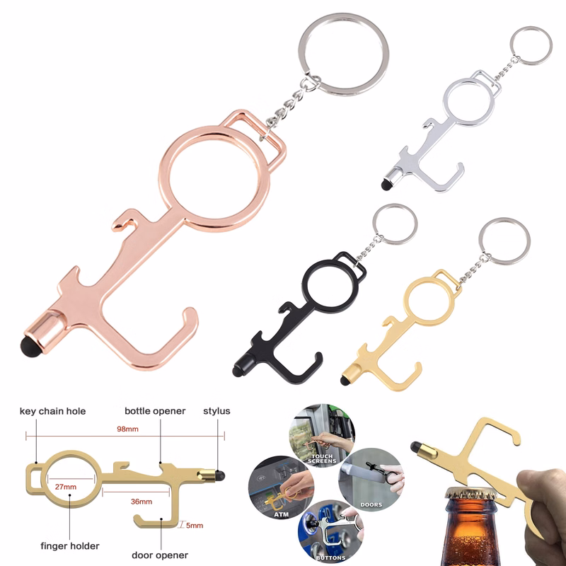 Multifunctional No Touch Door Opener With Stylus And Bottle Opener