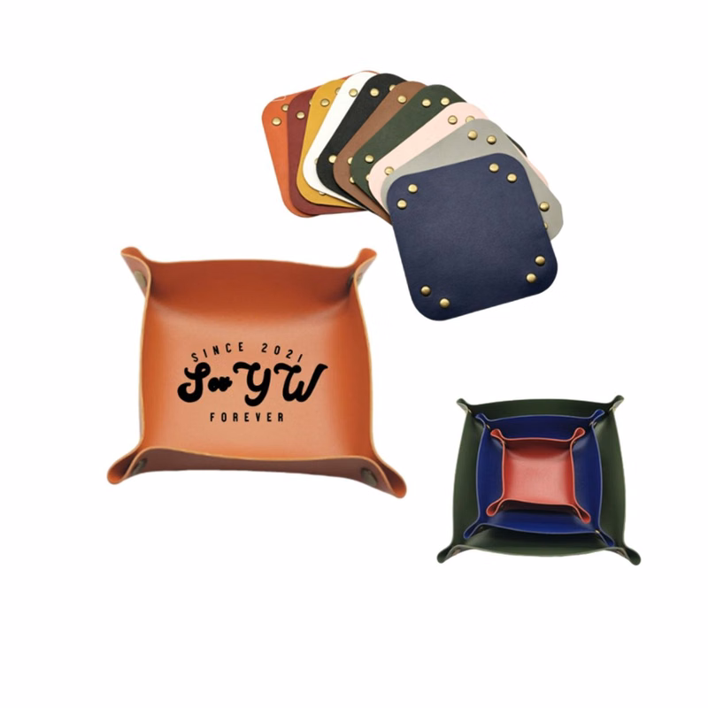 Square Shape Leather Storage Case
