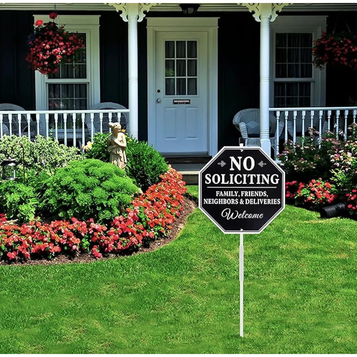 No Soliciting Sign For House/Aluminum No Soliciting Yard Sign/Stake 1