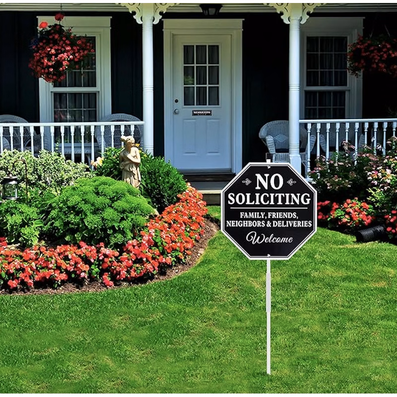 No Soliciting Sign For House/Aluminum No Soliciting Yard Sign/Stake