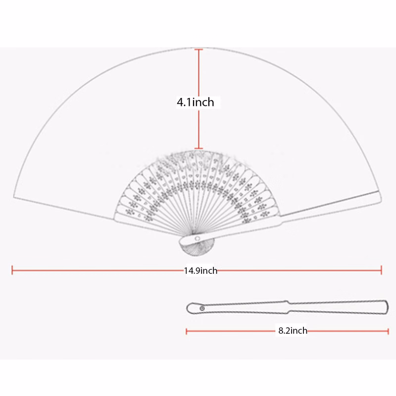 Bamboo Polyester Double-Sided Fabric Foldable Handheld Fan