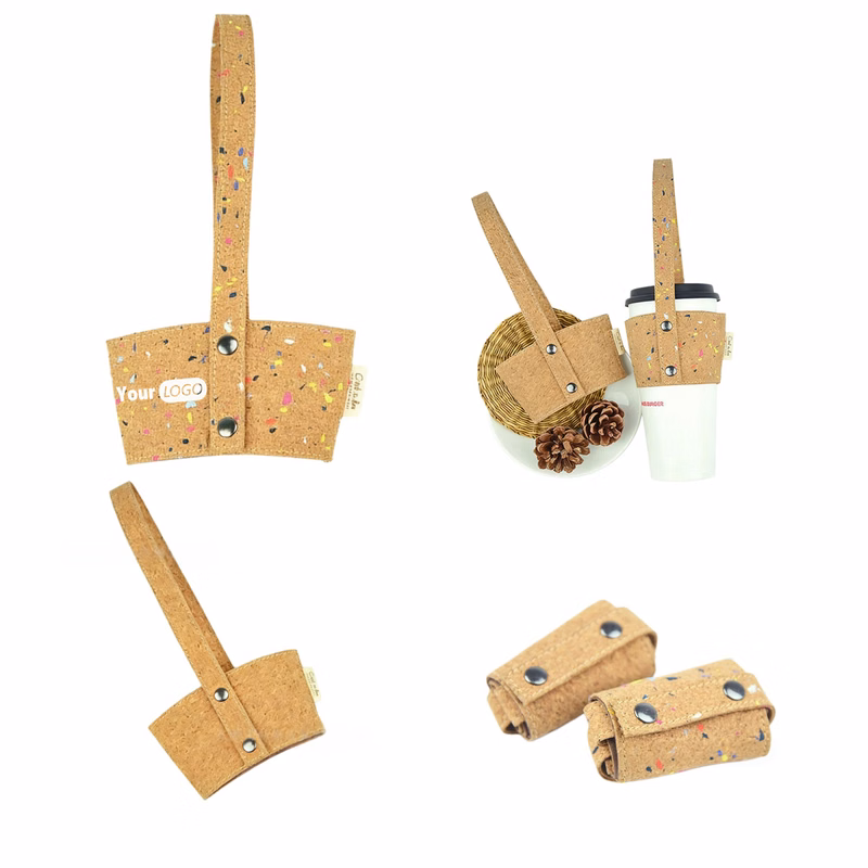 Wood Grain Texture Leather Handle Cup Holder