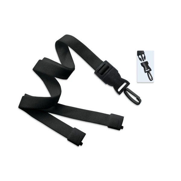 5/8" Blank Detachable Lanyard w/D-tach Plastic Swivel Hook (Black) 1