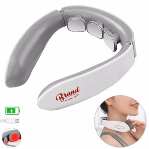 White Rechargeable Electric Neck Massager With Heat Therapy