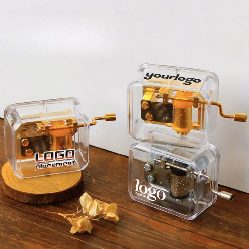 Transparent Music Box Hand - Operated Branded Giveaway