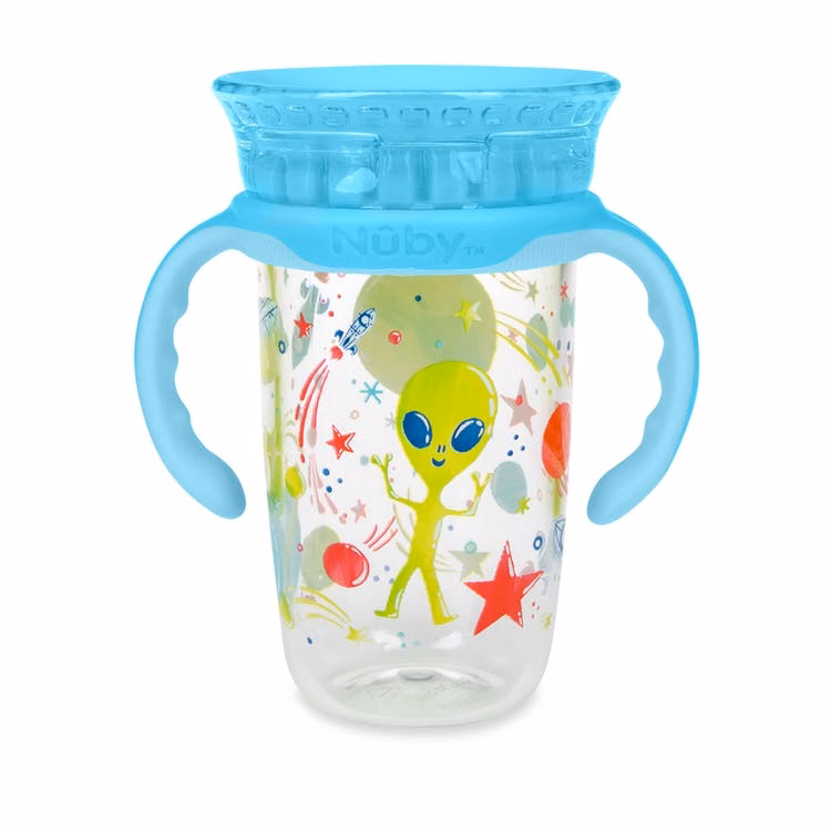 Nuby 2 Stage Tumblers - 10 oz Light Blue Space