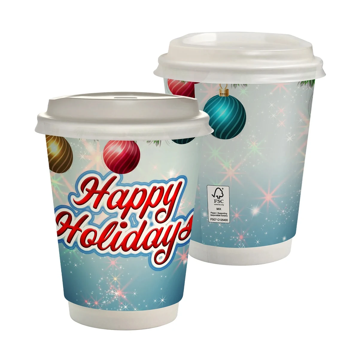 12 oz Holiday Full Color Paper Cup With Lid 1