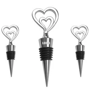 Elegant Dual Hearts Wine Cork Stopper 1