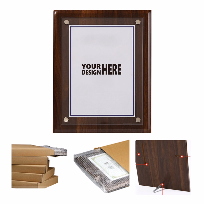 MOQ50 Wooden Acrylic Award Plaque With Custom Logo