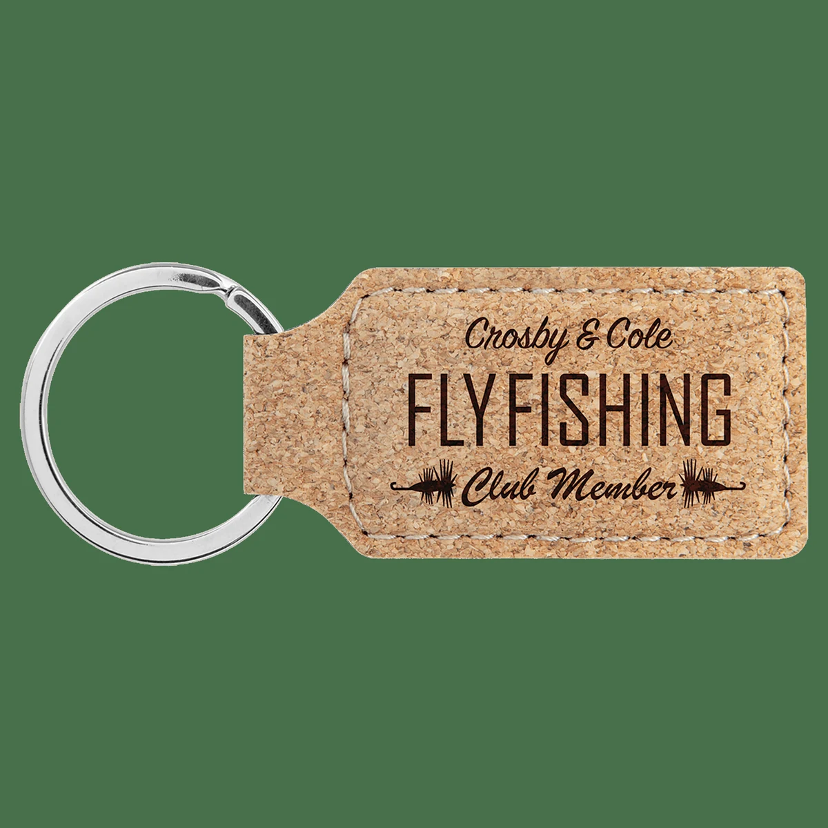 2 3/4" x 1 1/4" Cork Rectangle Keychain 1