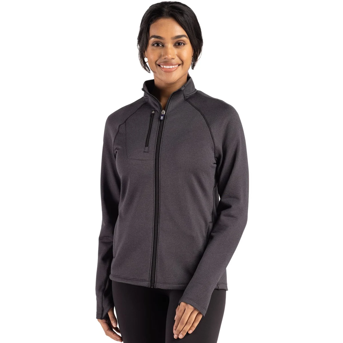 Cutter & Buck Peshastin Recycled Grid Fleece Womens Full Zip Jacket 1