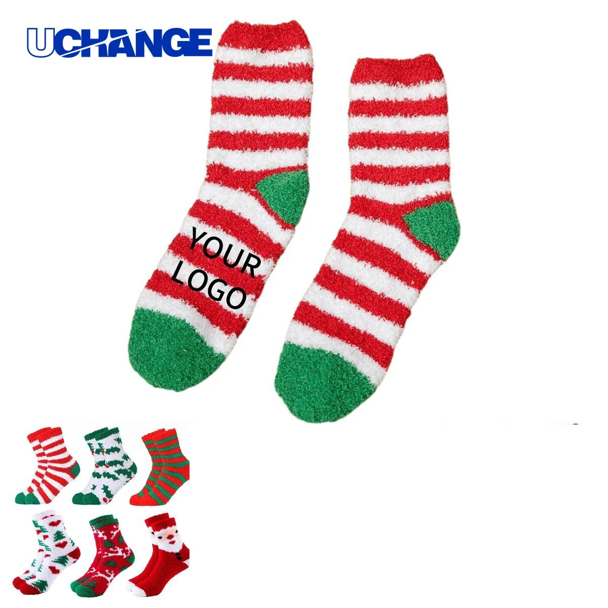 Coral Fleece Floor Socks Socks with Striped Design 1