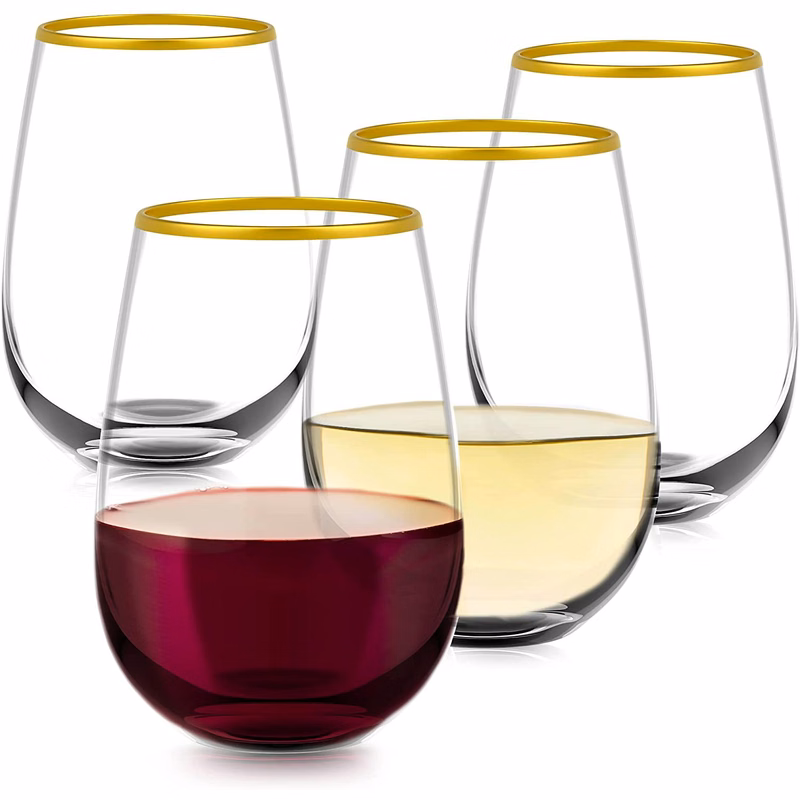 16 Oz Clear Gold Rim Disposable Cup