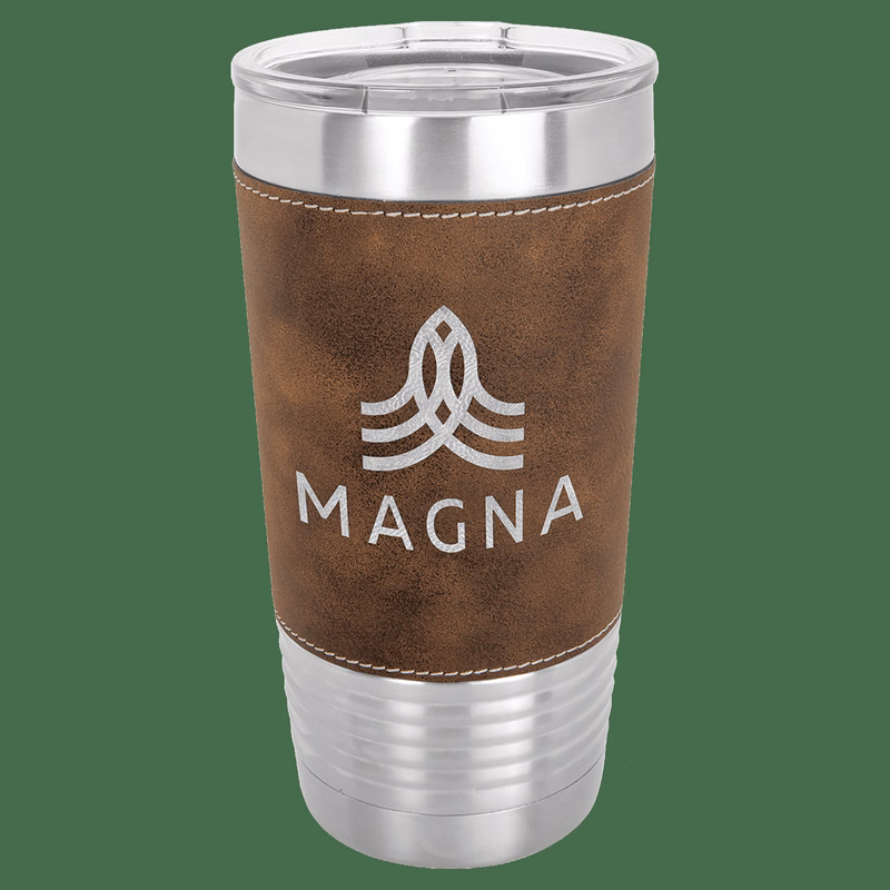 Polar Camel 20 oz. Rustic/Silver Leatherette Tumbler with Clear Lid