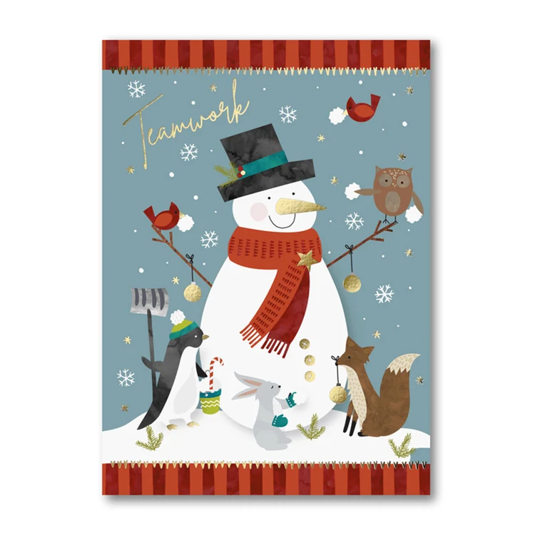 Snowman Building Holiday Card 1