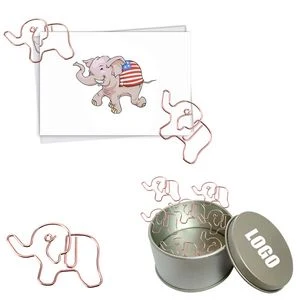 Animal Elephant Shaped Paper Clips In Tin Box 1