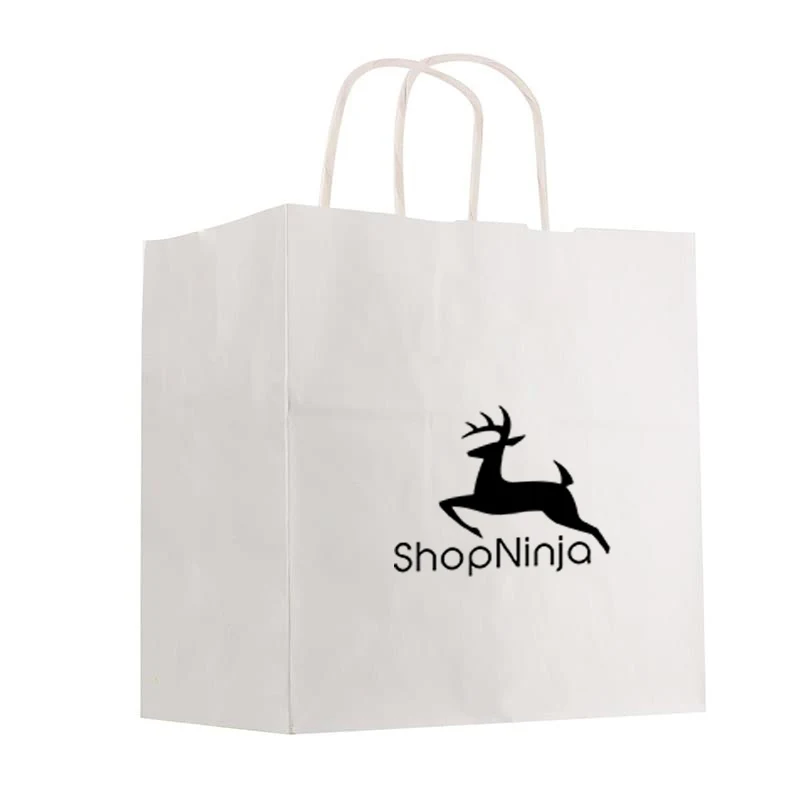 Kraft Paper White Shopping Bag - 10" x 10" 1