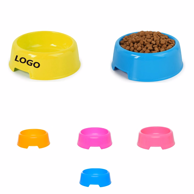 Solid Color Pet Bowls Candy-Colored Lightweight Plastic Sin
