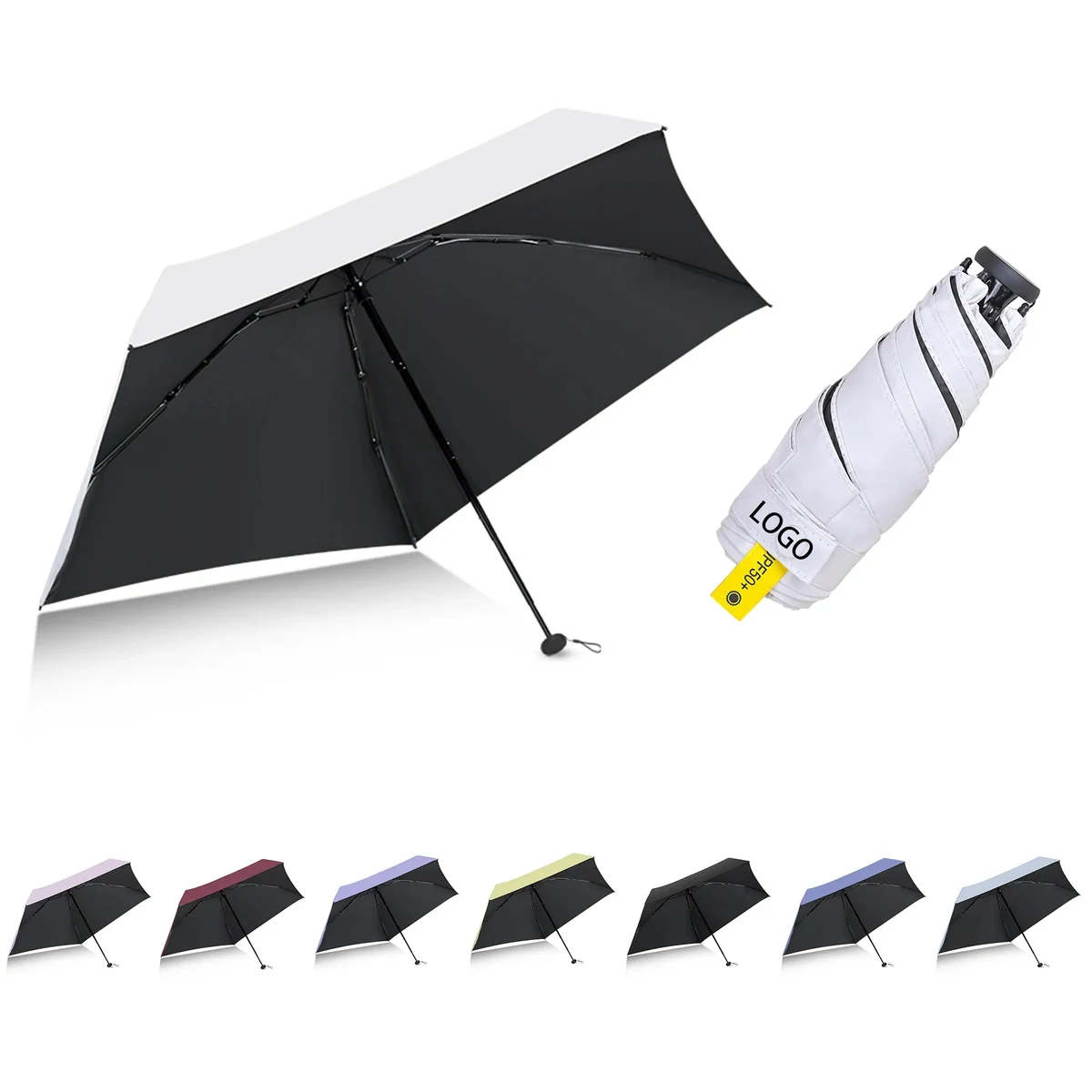 MOQ50 Mini Five-Fold Vinyl Folding Sun Umbrella 1