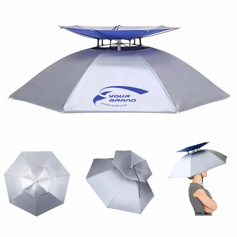 Golf Double Layer Hands Free UV Protection Head Umbrella Hat