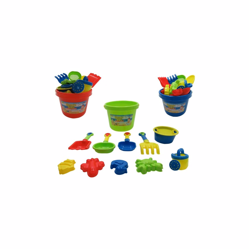 Sand Toy Playsets - Assorted Buckets 12 Pieces 9"