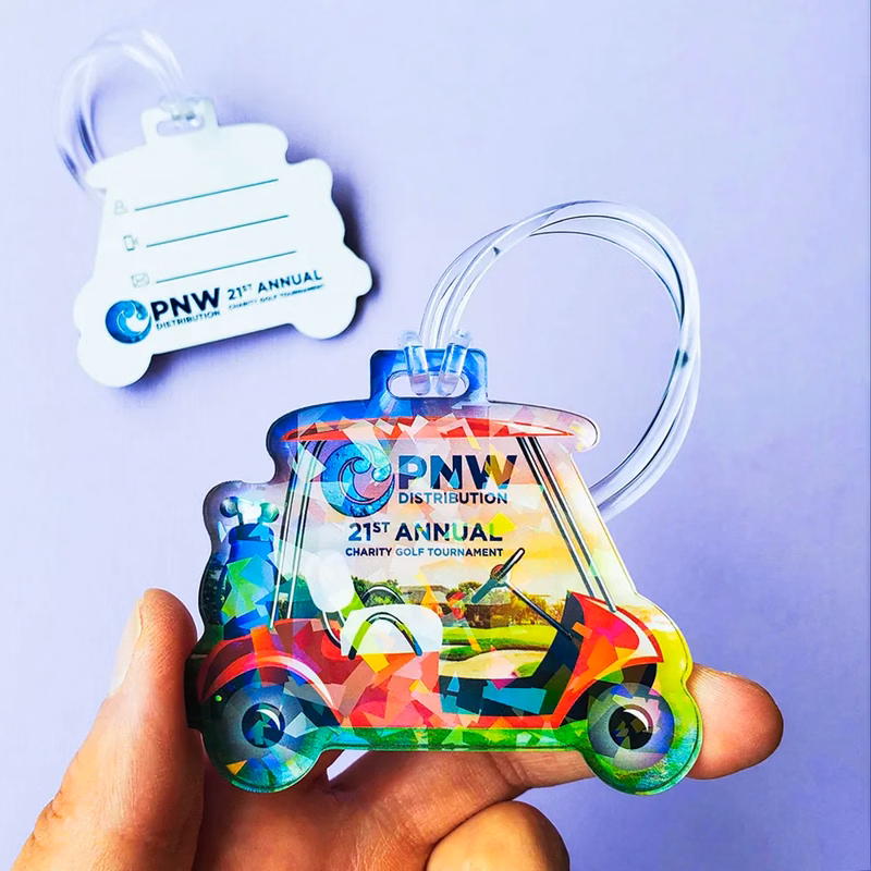 1/4" Acrylic Cracked Ice Holographic Writeable Luggage Tag