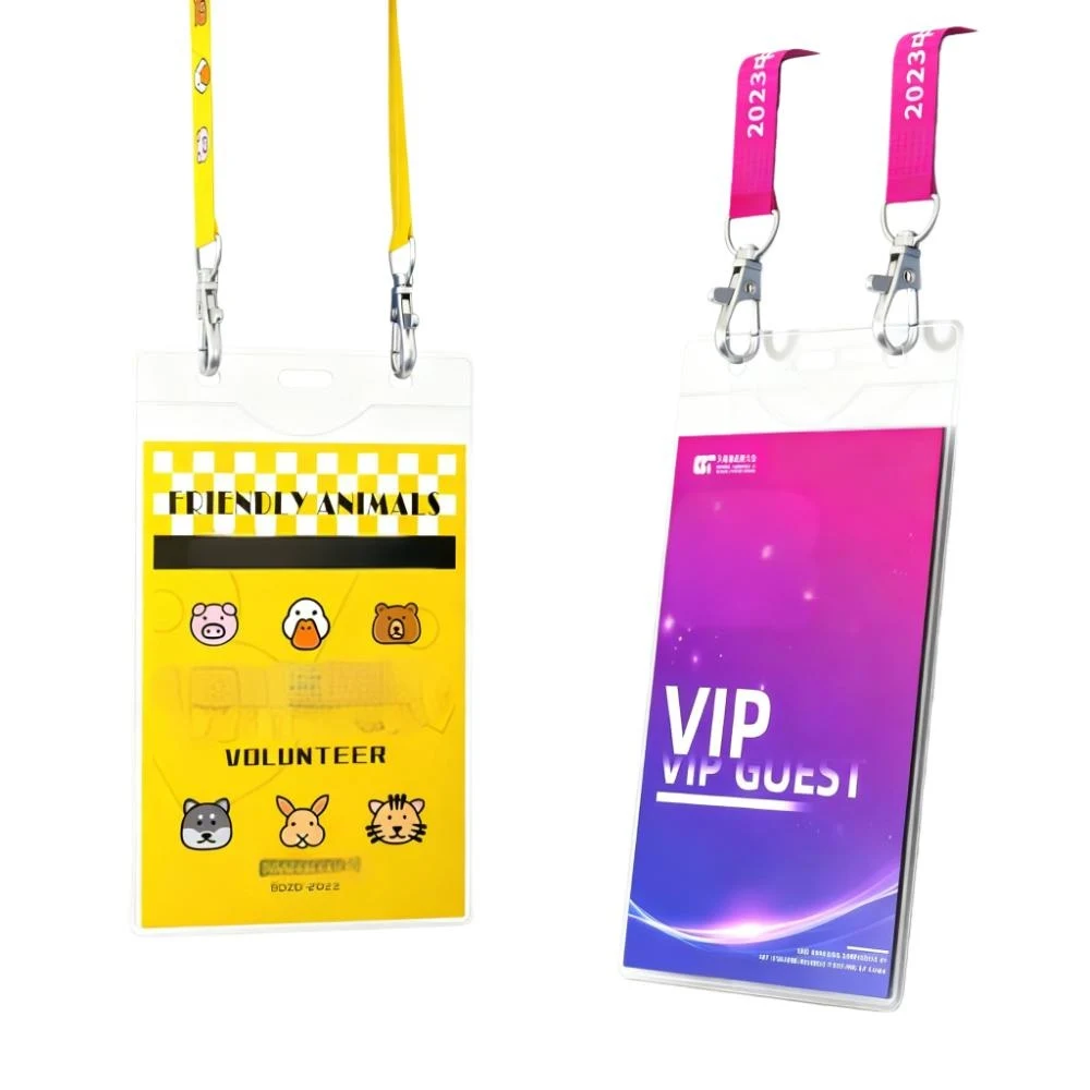 Transparent ID Badge Holder W/ Double-Hook Lanyard 1
