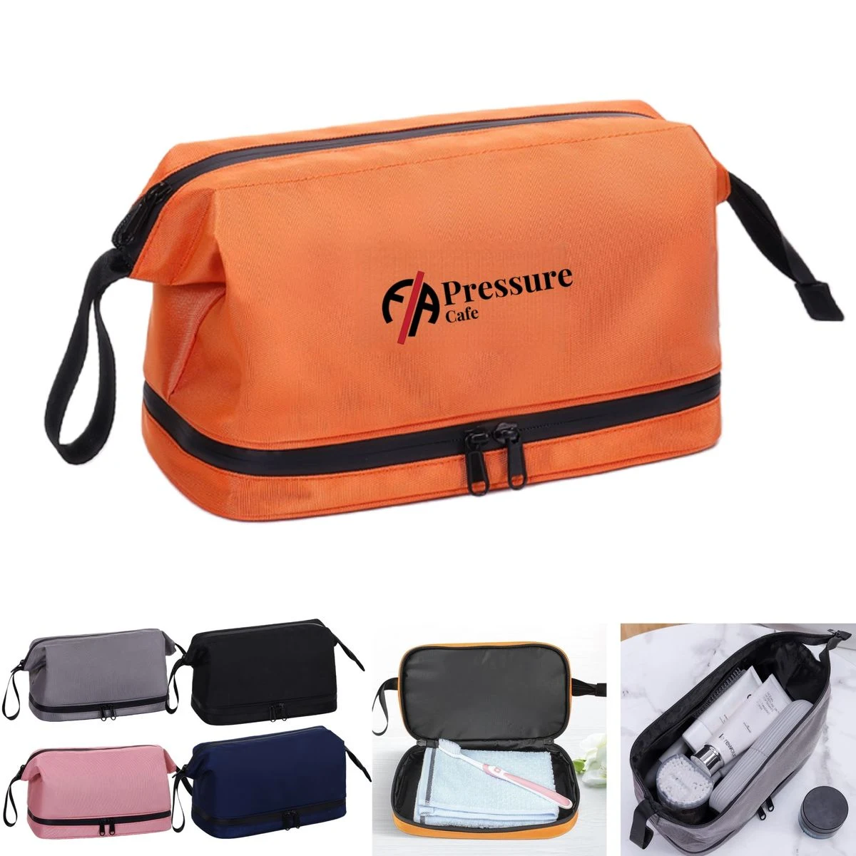 Water-resistant Travel Toiletry Bag with Wet/Dry Compartment 1