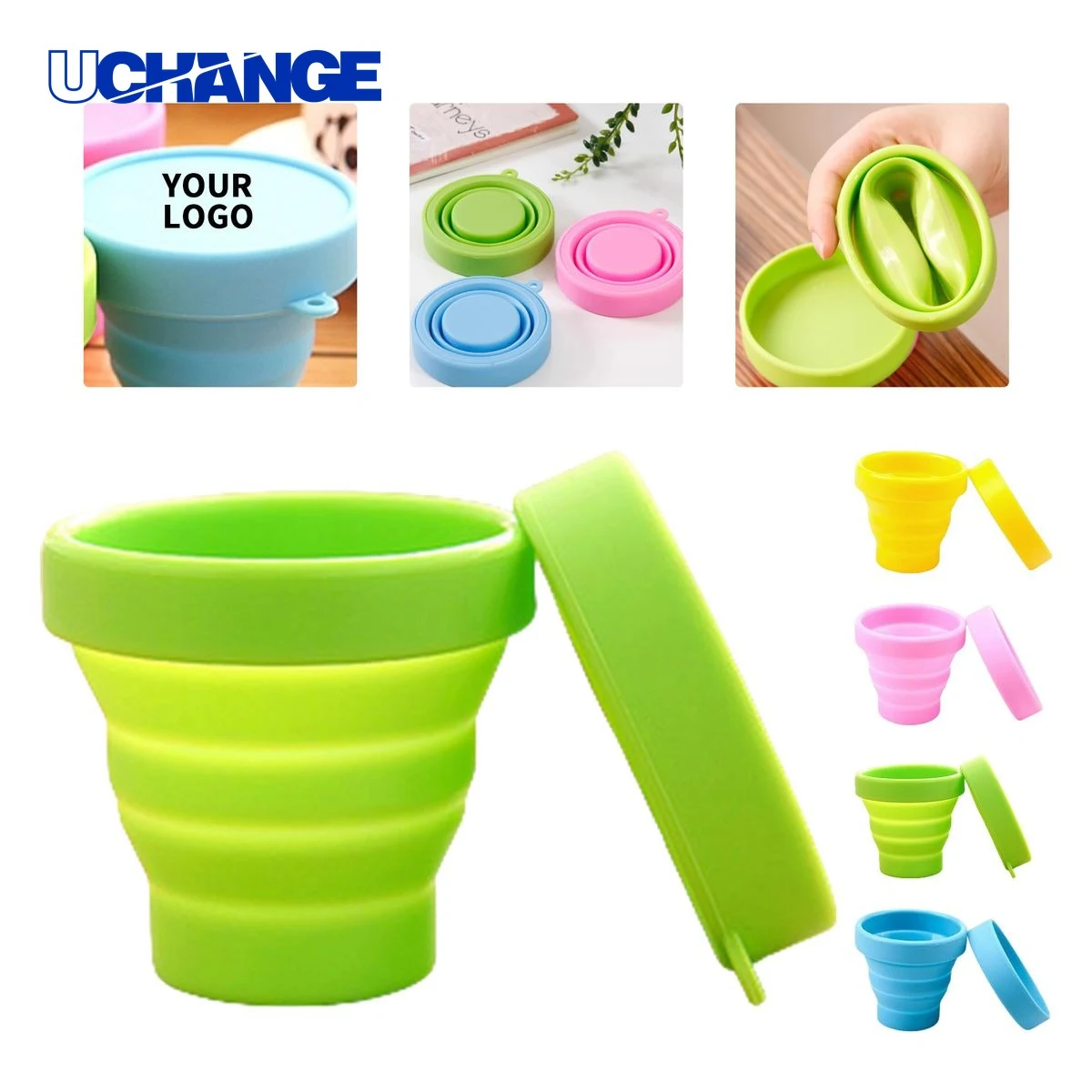 Collapsible Travel Cup Drinkware with Lid 3" x 1.8" x 2.8" 1