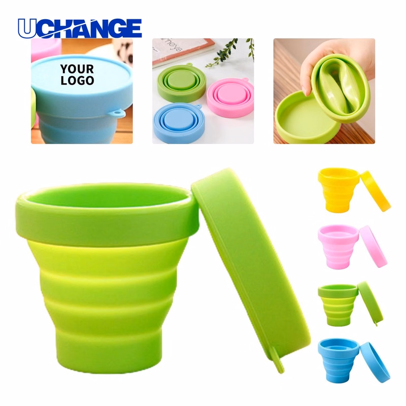 Collapsible Travel Cup Drinkware with Lid 3" x 1.8" x 2.8"